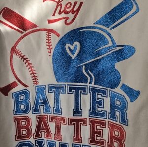 Baseball Graphic Tee with Red and Blue GLITTER Design